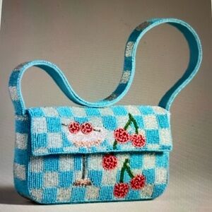 ❤️ ANTHROPOLOGIE FIONA BEADED BAG FOOD & DRINK EDITION COCKTAIL PURSE NEW
